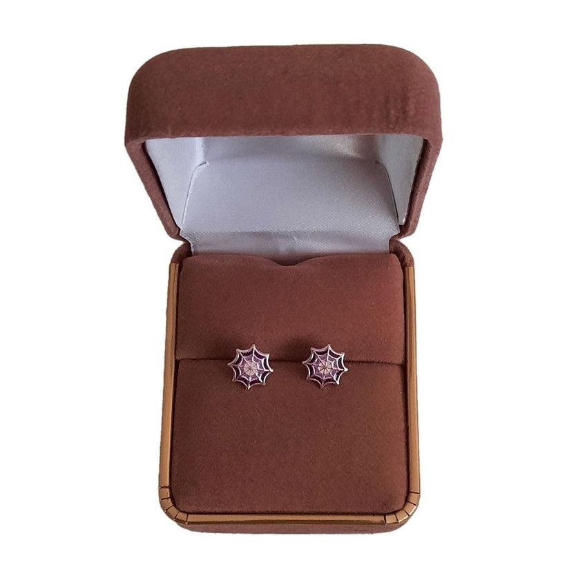 Purple Silver Halloween Spider Web Earrings(2)