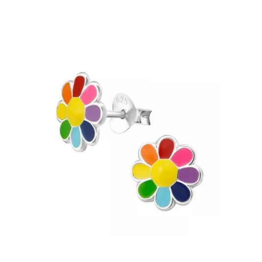 Rainbow Flower Sterling Silver Earring