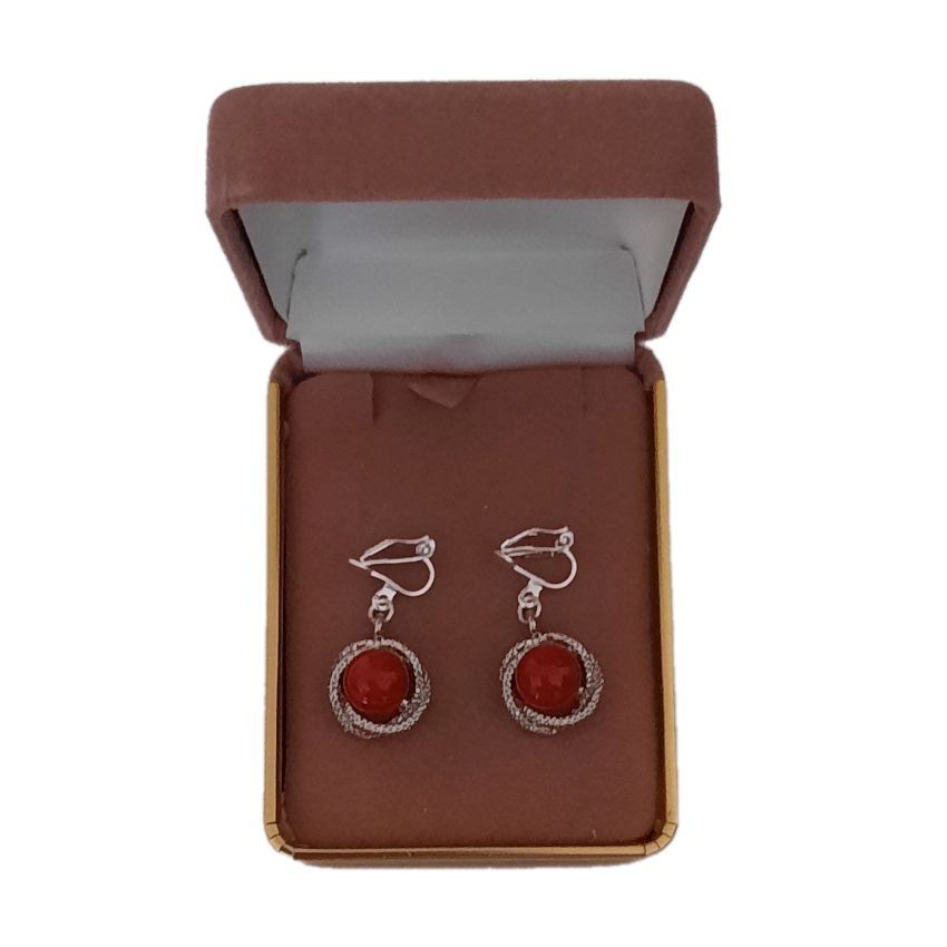 Red Ball Centre Clip On Earrings(2)