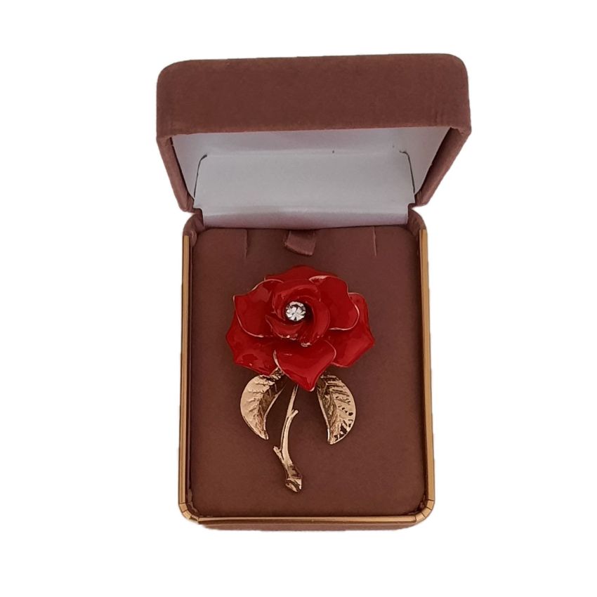 Red Rose Enamel Diamante Brooch(2)