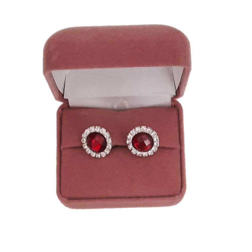 Red Stud Diamante Clip On Earrings(2)