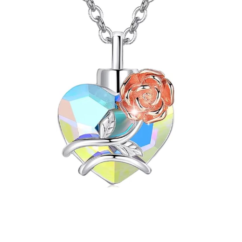 Rose Gold Flower Cremation Ashes Locket
