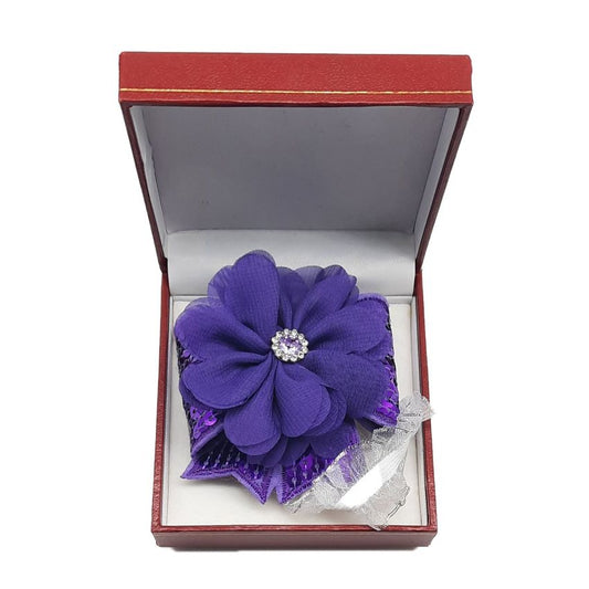 Sequin Ribbon Purple Flower Wrist Corsage