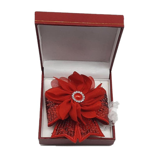 Sequin Ribbon Red Flower Wrist Corsage