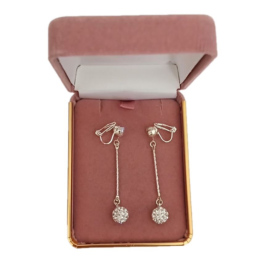 Shamballa Drop Silver Clip On Earrings(2)