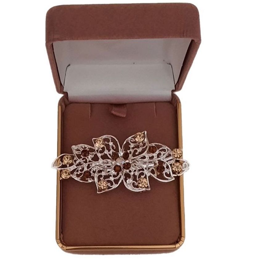 Silver Brooch Set With Diamante Stones(2)