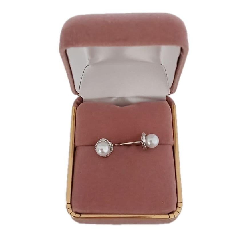 Silver Raised Pearl Stud Earring(2)