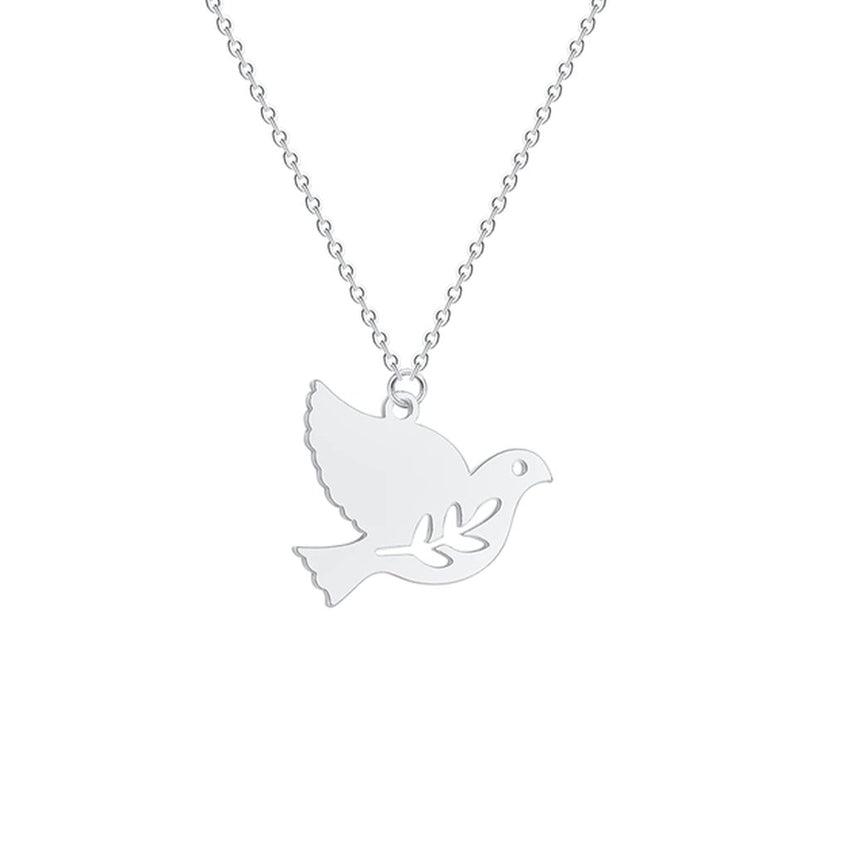 Silver Stainless Steel Dove Of Peace Necklace