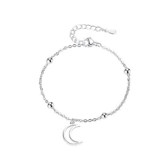 Single Moon Charm Silver Bracelet