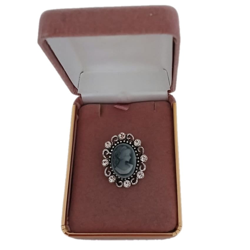 Small Crystal Set Traditional Cameo Brooch(2)