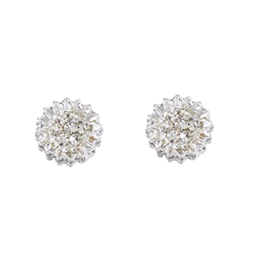 Small Diamante Flower Clip On Earrings