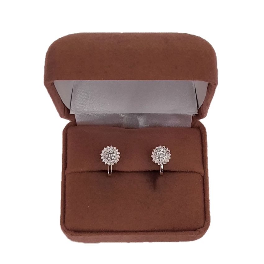 Small Diamante Flower Clip On Earrings(2)