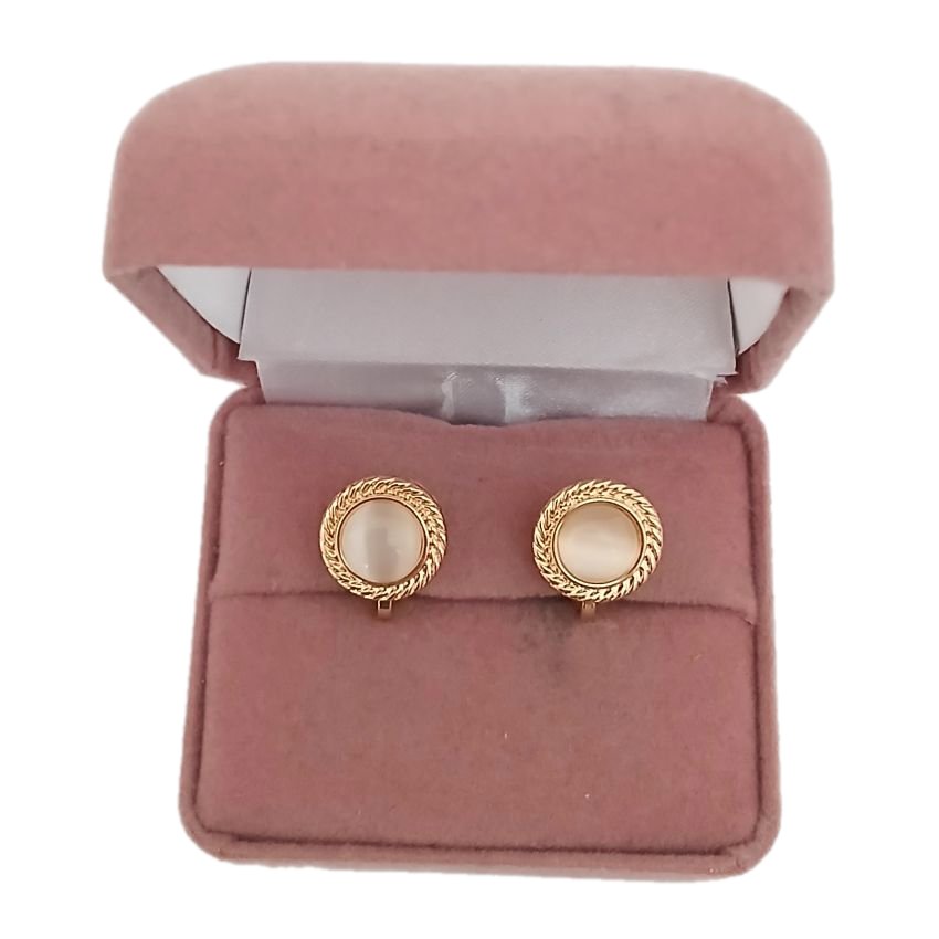 Small Gold Cats Eye Clip On Earrings(2)