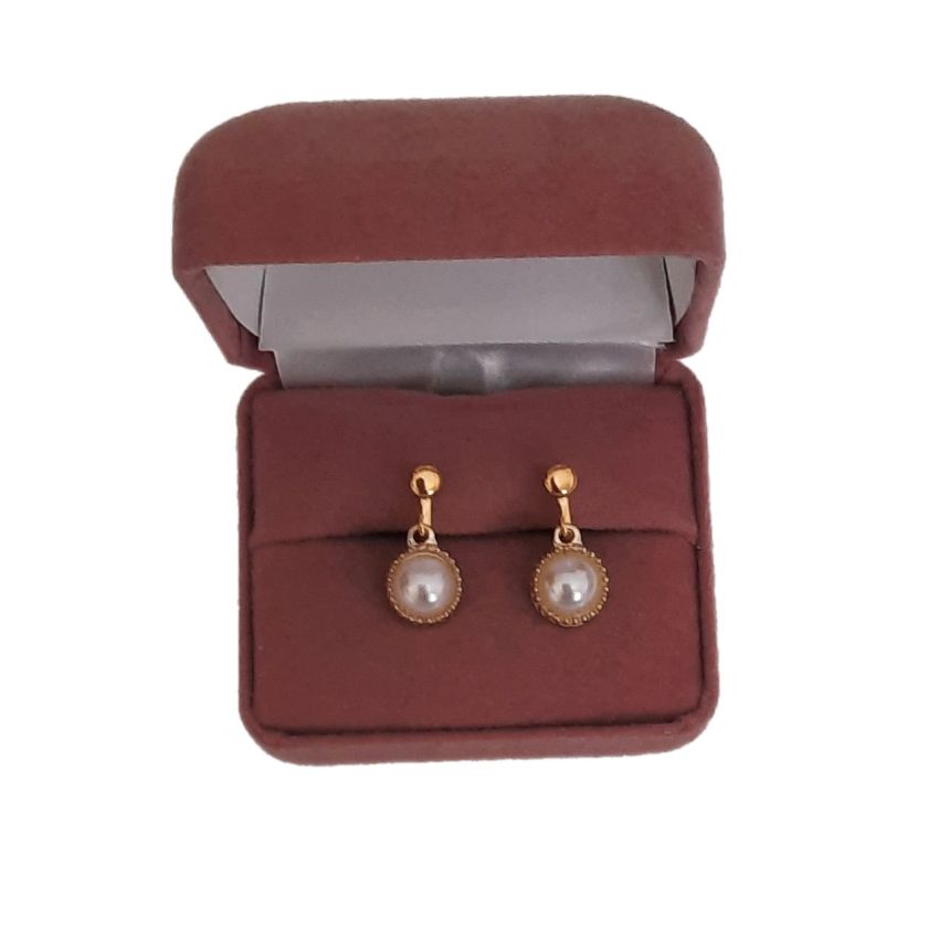 Small Gold Pearl Drop Clip On Earrings()