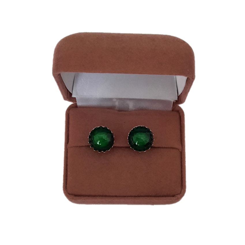 Small Green Circle Stud Clip On Earrings(2)