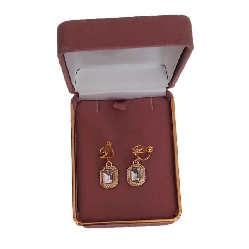 Small Rectangle Drop Clip On Earrings(2)