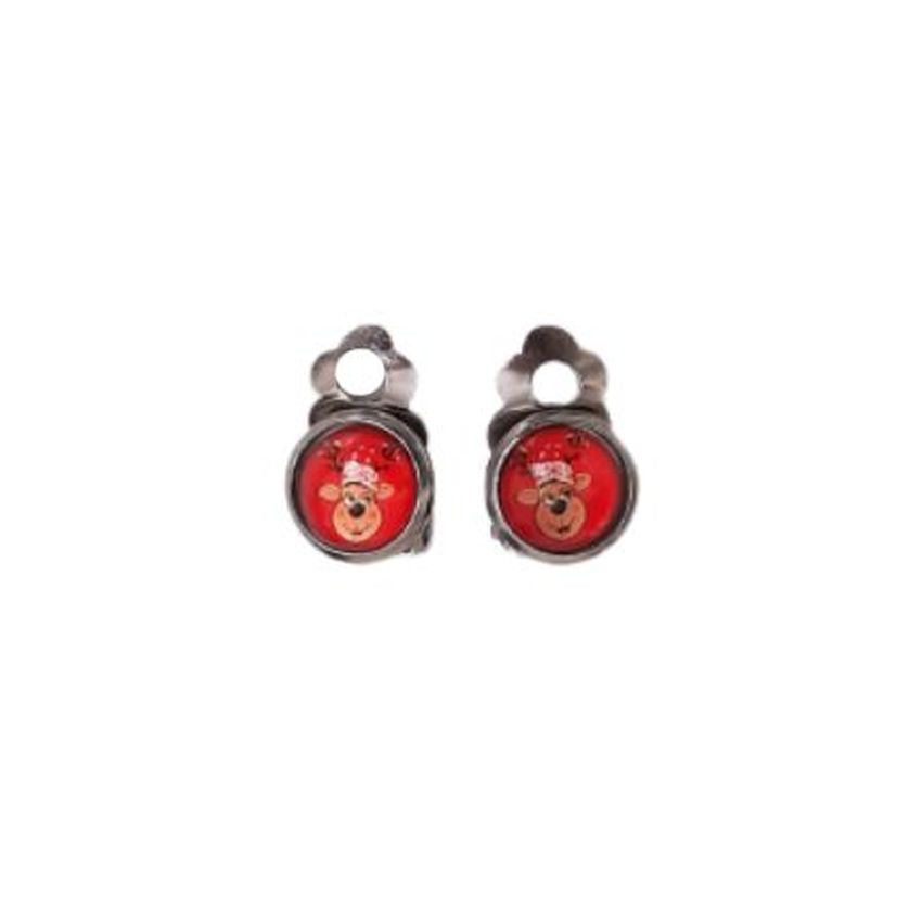 Small Rudolph Clip On Earrings