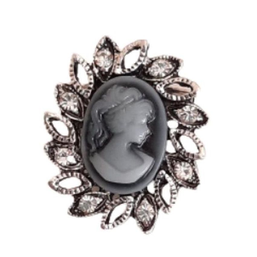 Small Crystal Set Traditional Cameo Brooch