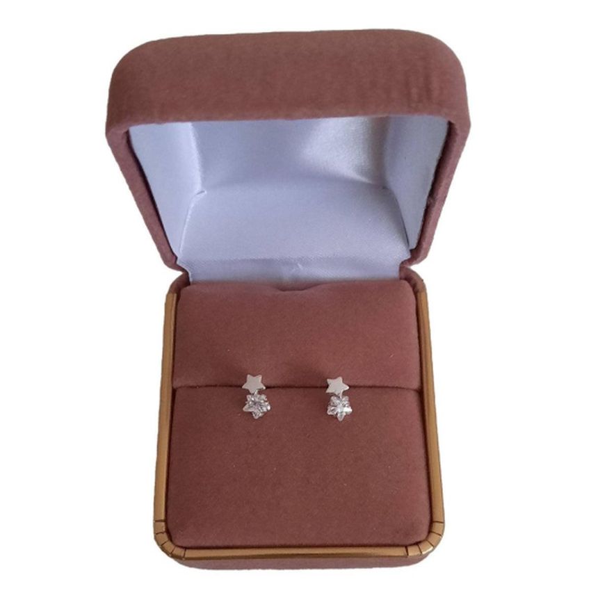Small Zirconia And Star Sterling Silver Stud Earrings(2)