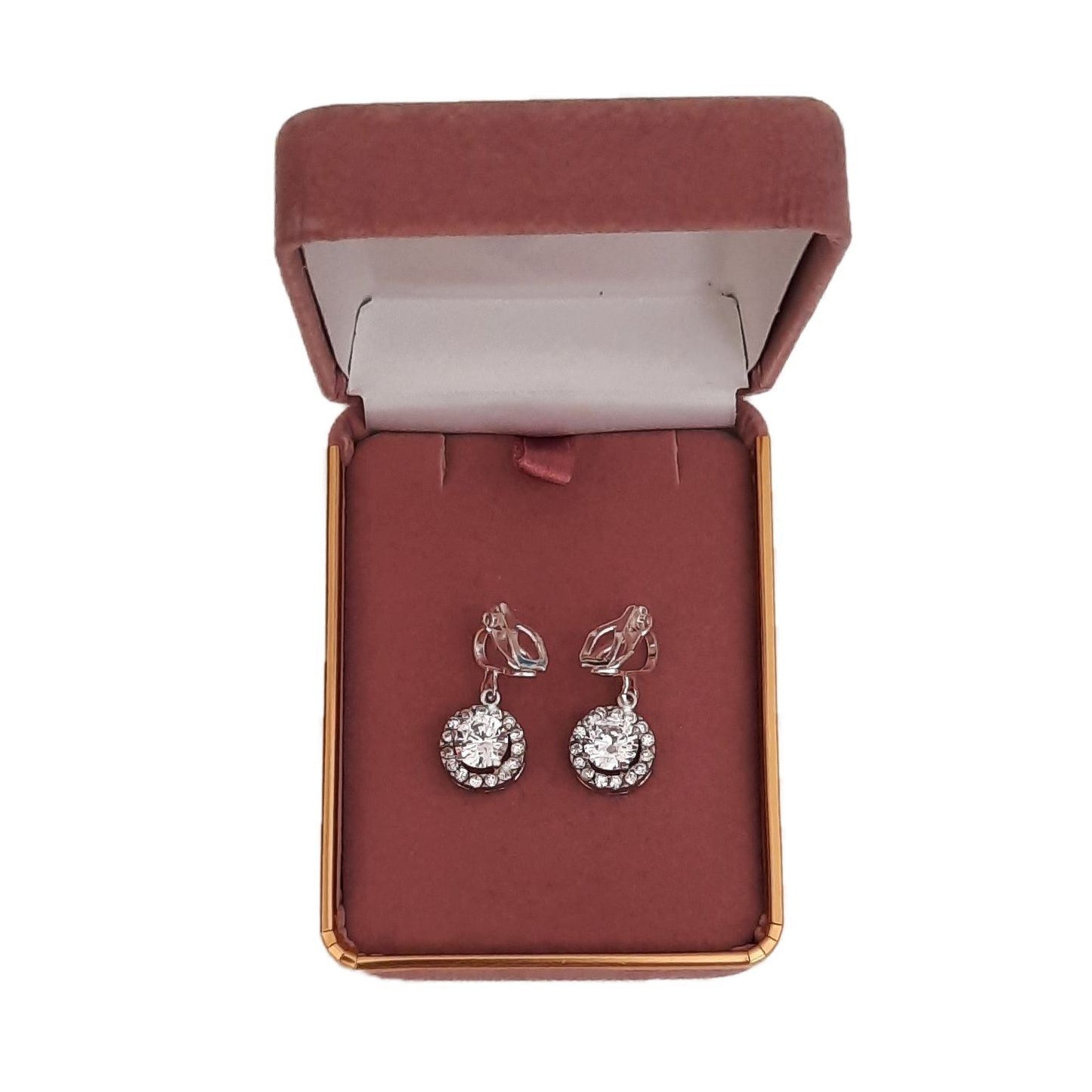 Small Diamante And Silver Clip On Earrings(2
