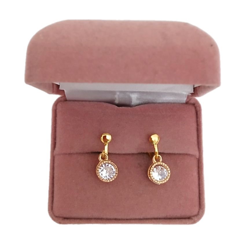 Small Shimmer Diamante And Gold Clip On Earrings(2)