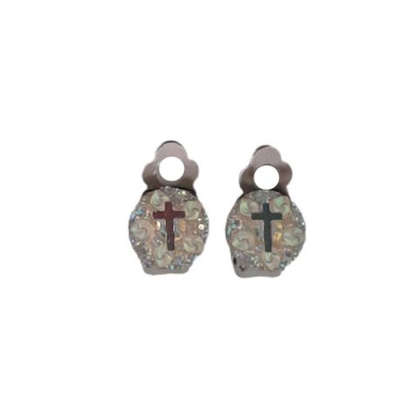 Sparkly Cross Clip On Earrings