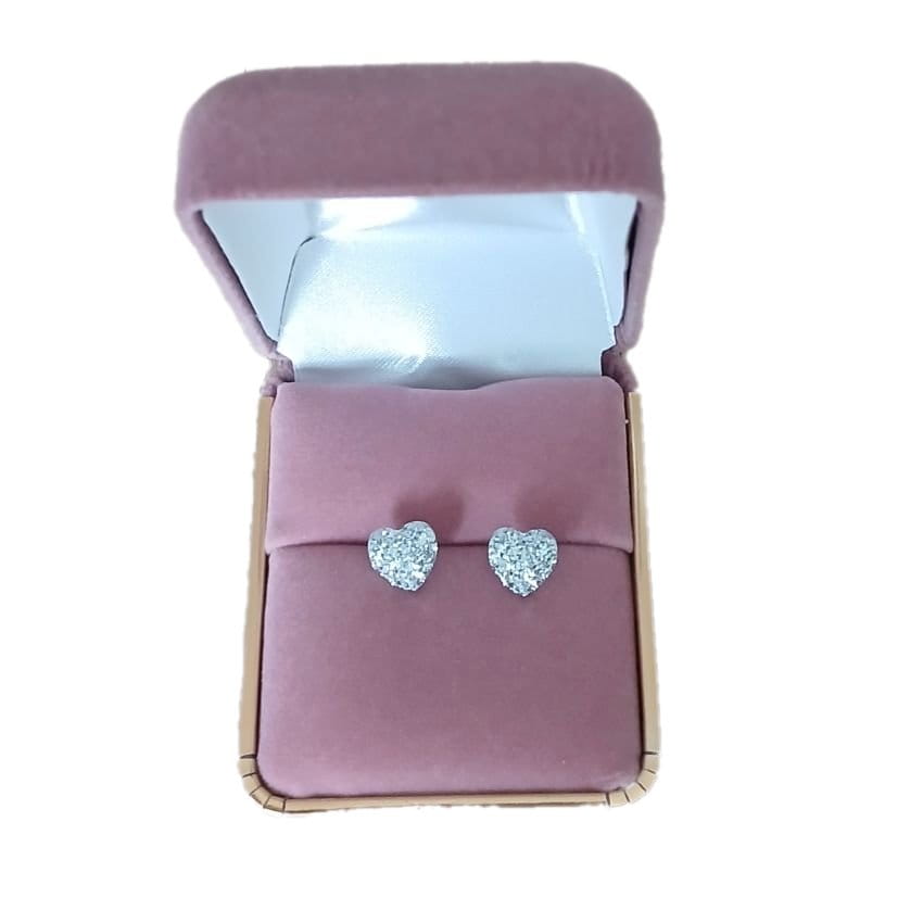 Sparkly Heart Silver Plated Earrings(2)