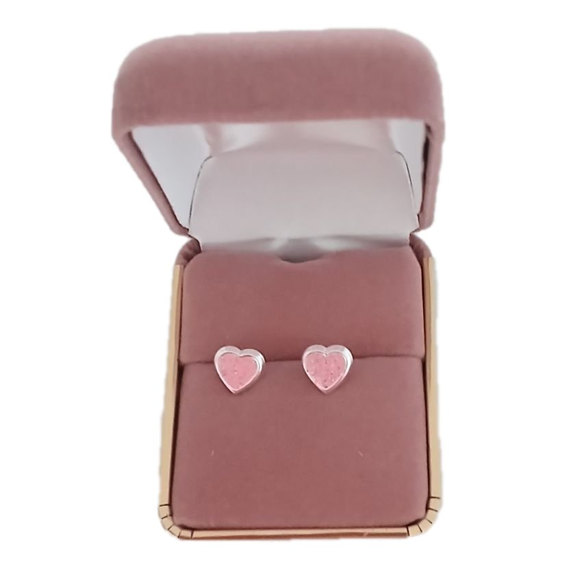 Sparkly Heart Childrens Sterling Silver Earrings(2)