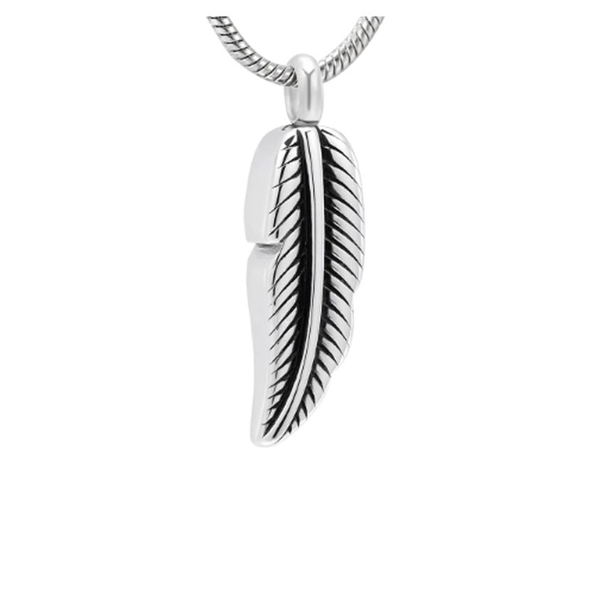 Stainless Steel Feather Cremation Ashes Locket