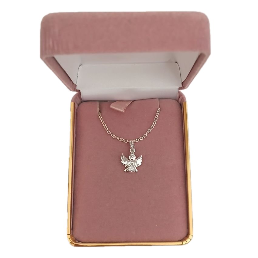 Sterling Silver Angel Pendant With Cubic Zirconia (2)