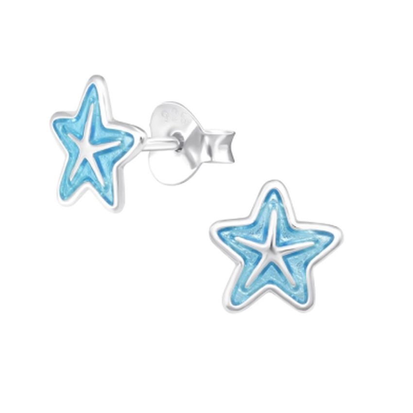 Sterling Silver Blue Star Earrings