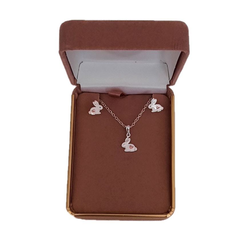 Sterling Silver Bunny Rabbit Childs Matching Jewellery Set(2)