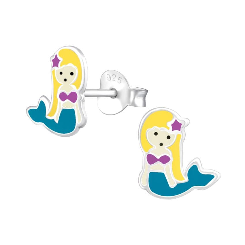 Sterling Silver Enamel Mermaid Earrings