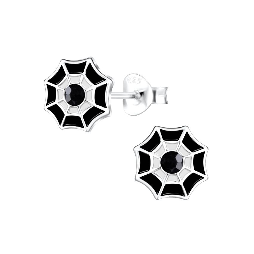 Sterling Silver Halloween Spider Web Earrings