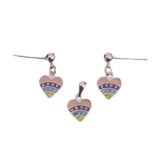 Sterling Silver Heart Childs Matching Jewellery Set
