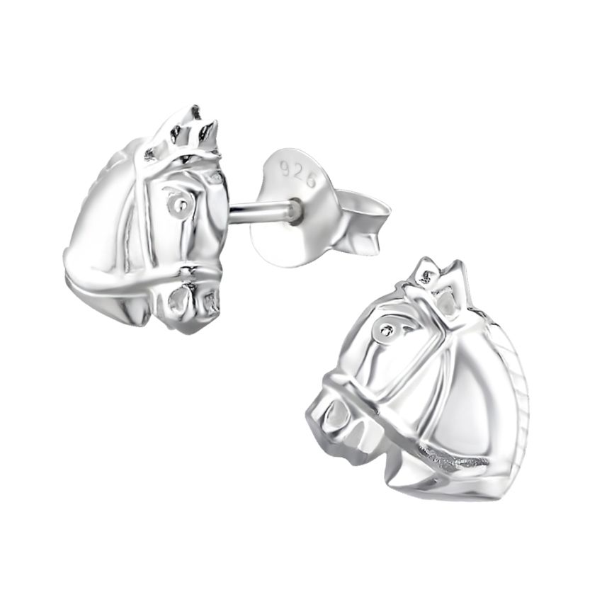 Sterling Silver Horse Head Stud Earrings