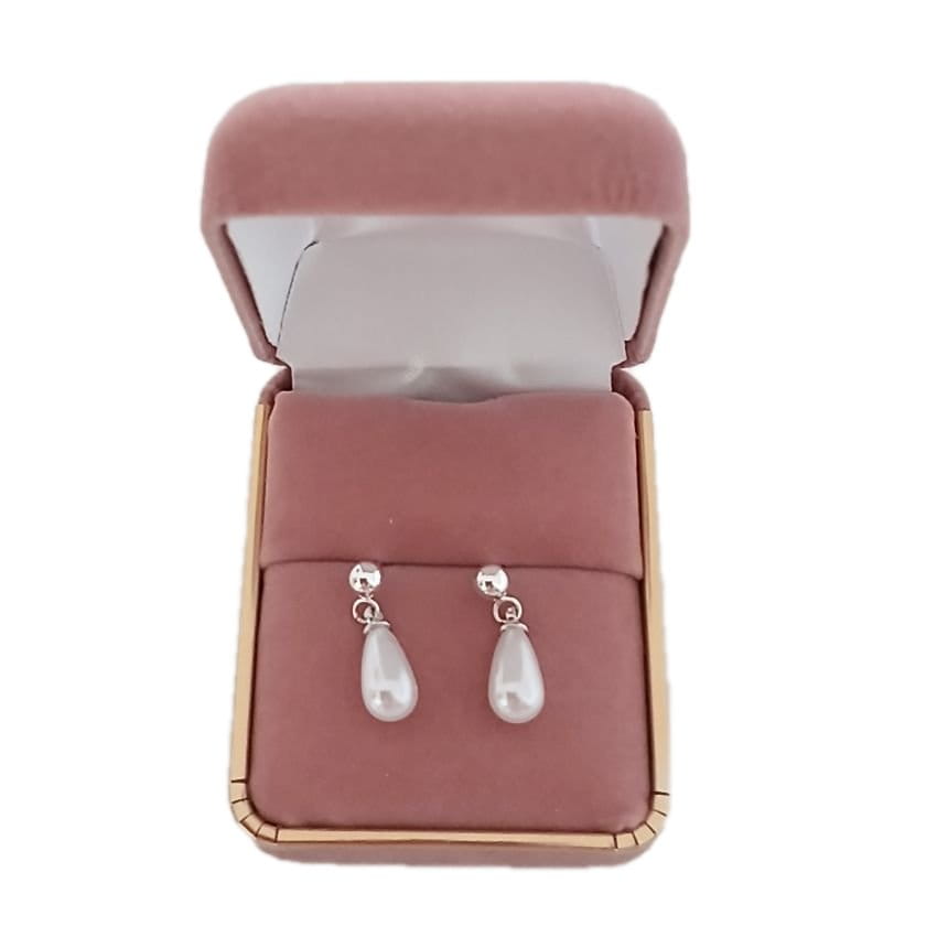 Sterling Silver Kids Drop Pearl Earrings(2)