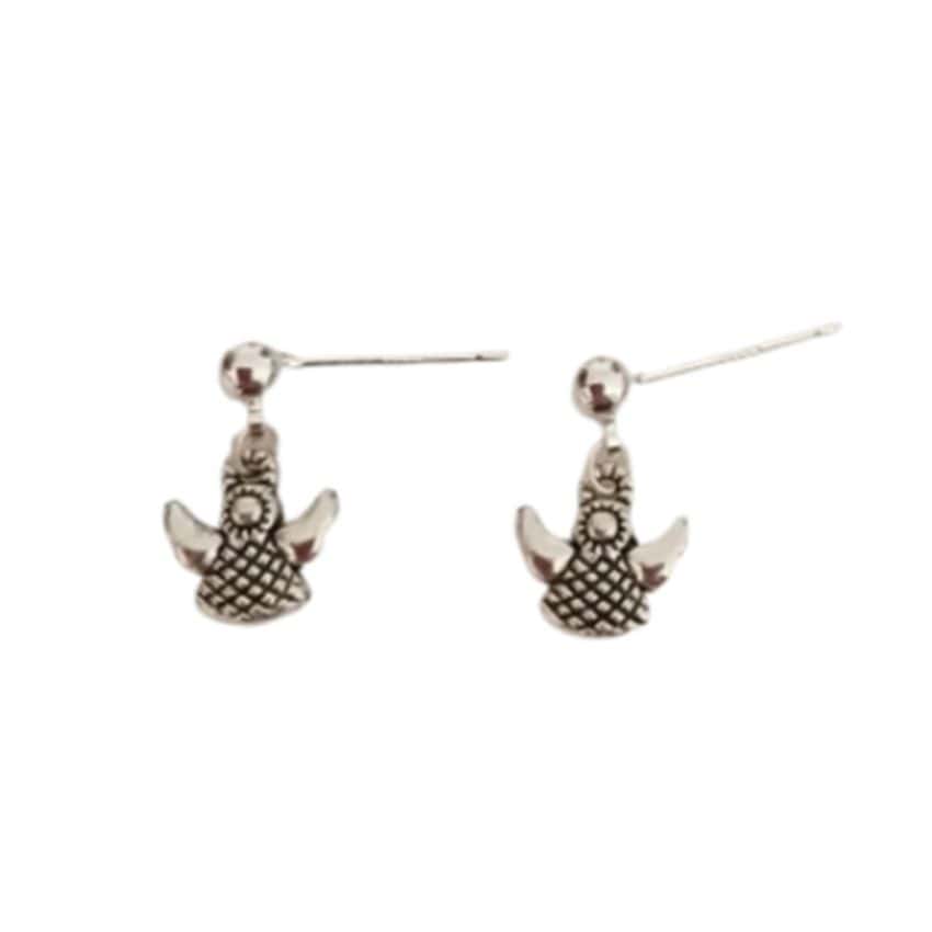 Sterling Silver Oxidised Angel Earrings