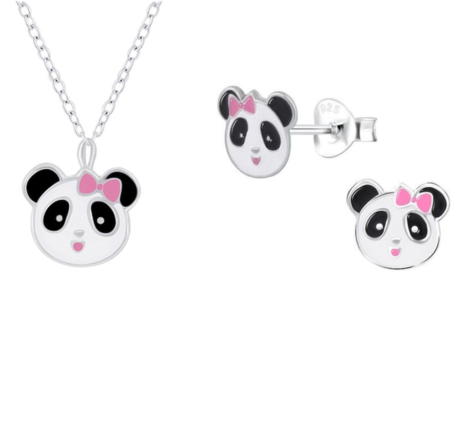 Sterling Silver Panda Jewellery Set