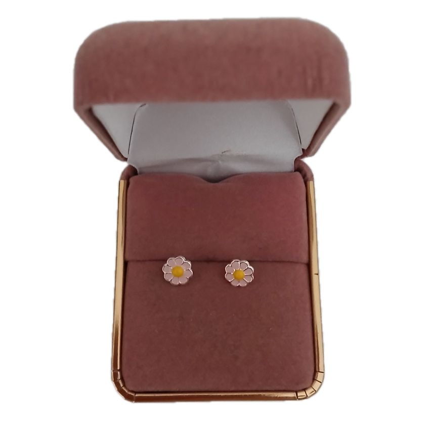 Sterling Silver Pink Flower Earrings(2)
