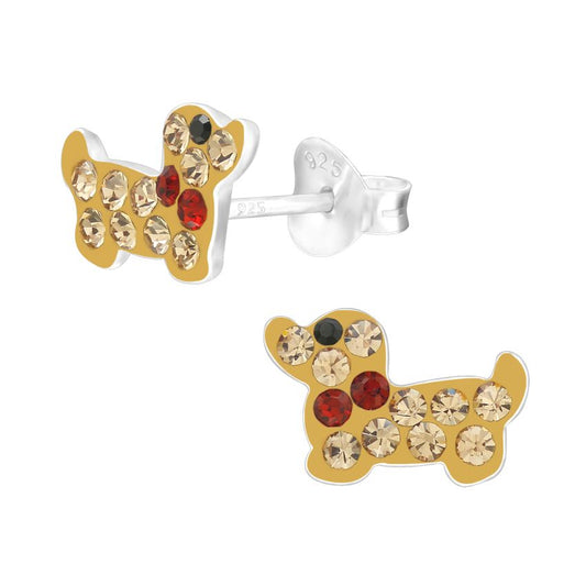 Sterling Silver Puppy Dog Stud Earrings