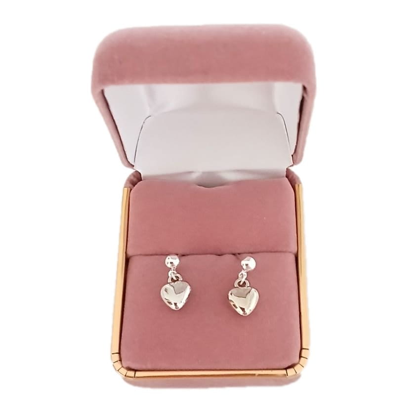 Sterling Silver Stem 3d Heart Earrings(2)