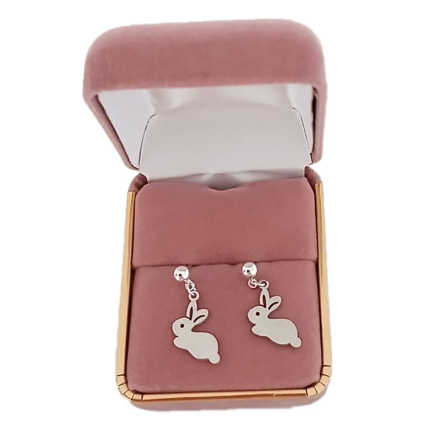 Sterling Silver Stem Rabbit Earrings(2