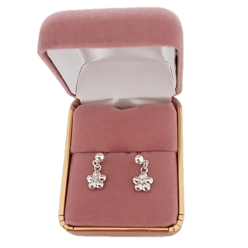 Sterling Silver Stem Small Flower Earrings(2)