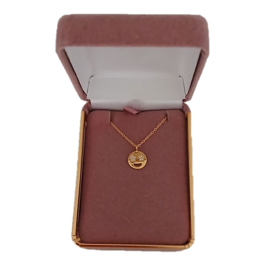Sterling Silver Cubic Zirconia Smiley Face Pendant(2)