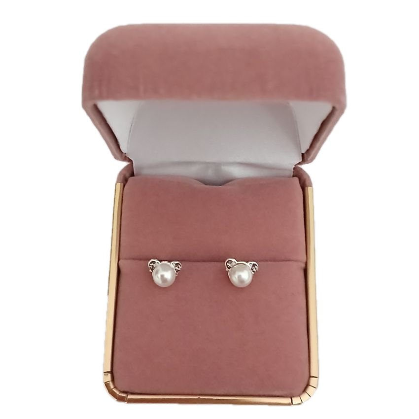Sterling Silver Pearl Teddy Earrings()