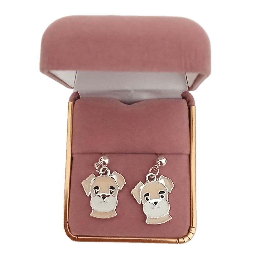 Sterling Silver Stem Enamel Dog Earrings(2)