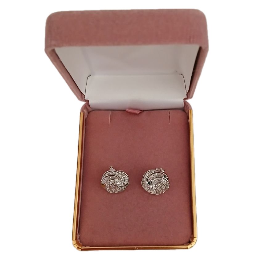 Swirl Diamante Stud Clip On Earrings(2)