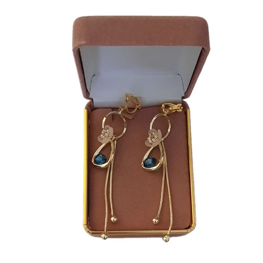 Teal Blue Flower Clip On Earrings(2)