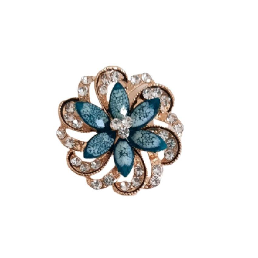 Teal Green Flower Swirl Brooch